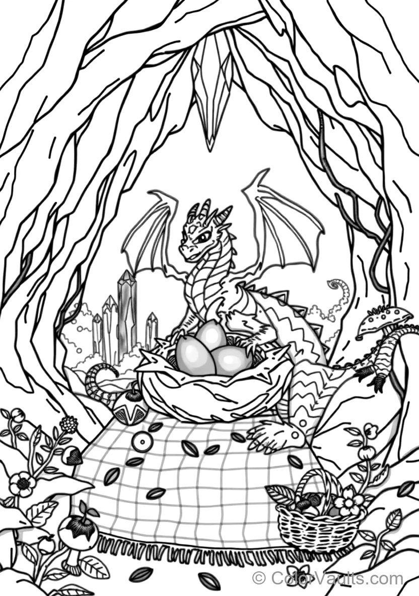 Mother Dragon Curling Wings Around a Nest of Glowing (Scene 4)