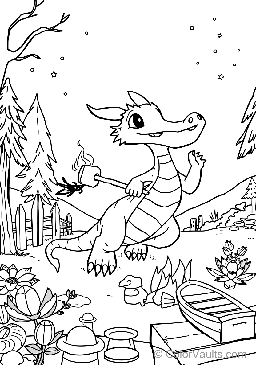 Friendly Baby Dragon Roasting a Marshmallow on a Stick (Scene 7)