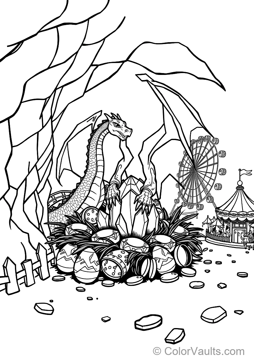 Mother Dragon Curling Wings Around a Nest of Glowing (Scene 6)