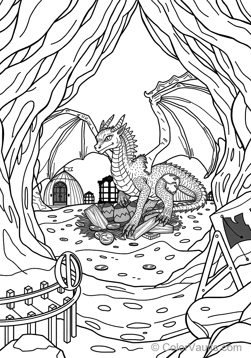 Mother Dragon Curling Wings Around a Nest of Glowing (Scene 7)