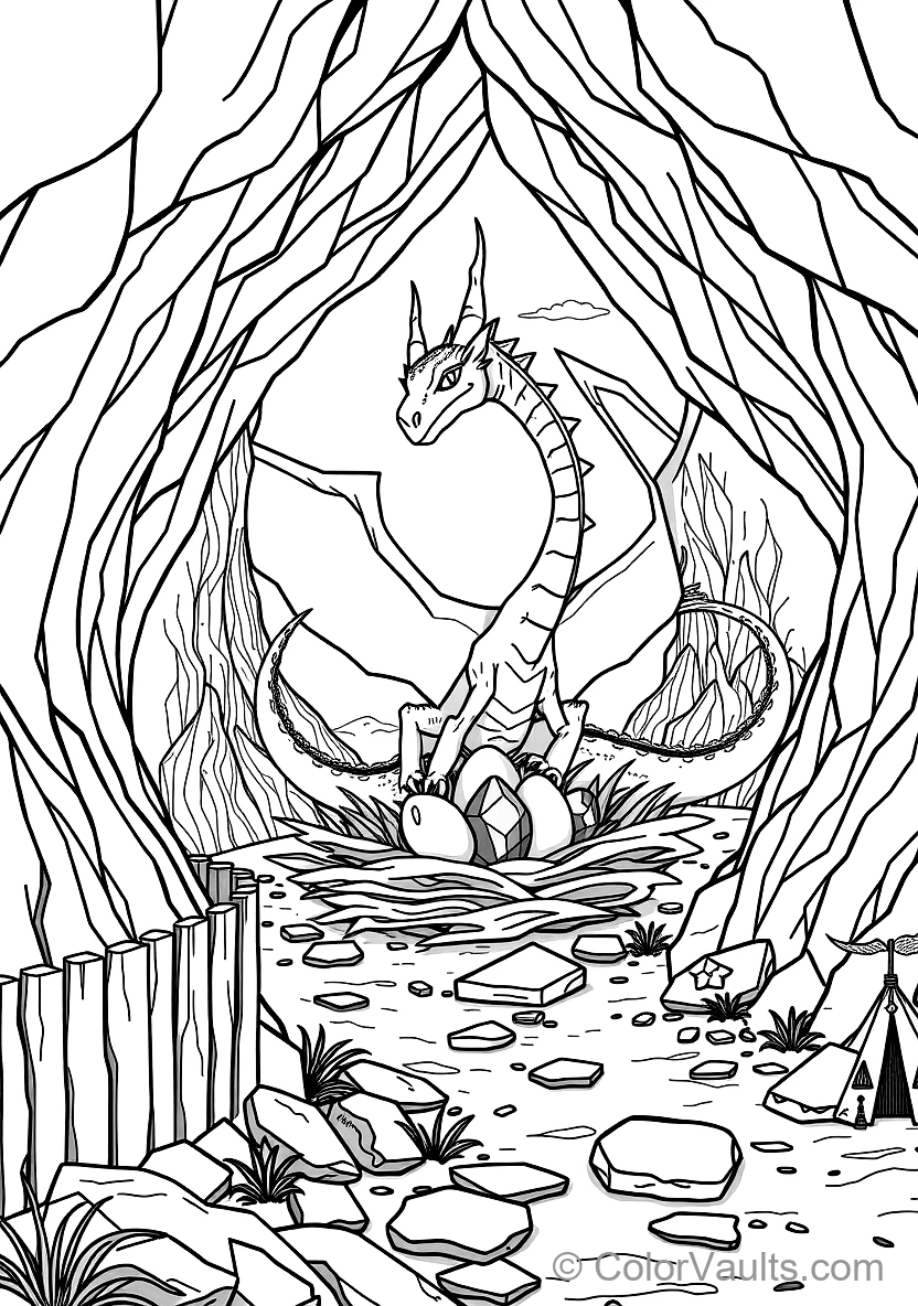 Mother Dragon Curling Wings Around a Nest of Glowing (Scene 8)