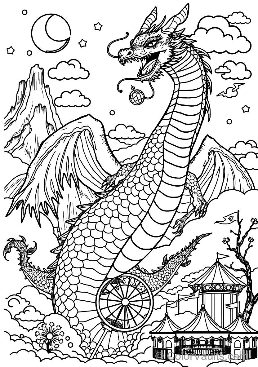 Graceful Eastern Water Dragon Spiraling Through Misty (Scene 9)