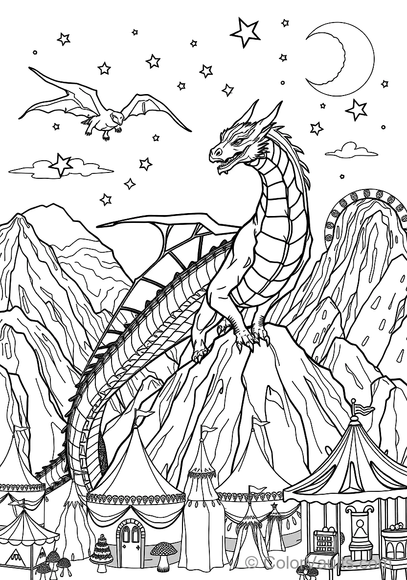Majestic European Fire Dragon with Scales Perched (Scene 7)