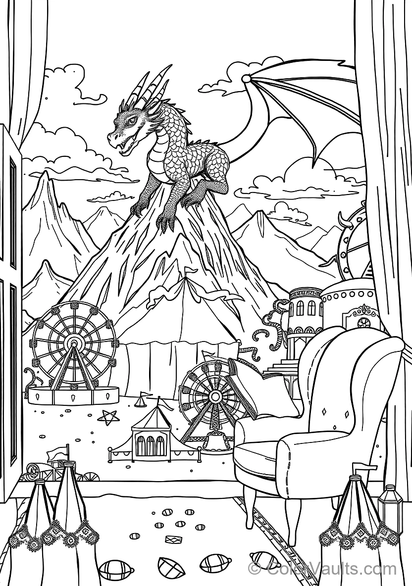 Majestic European Fire Dragon with Scales Perched (Scene 8)