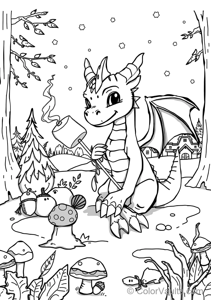 Friendly Baby Dragon Roasting a Marshmallow on a Stick (Scene 13)