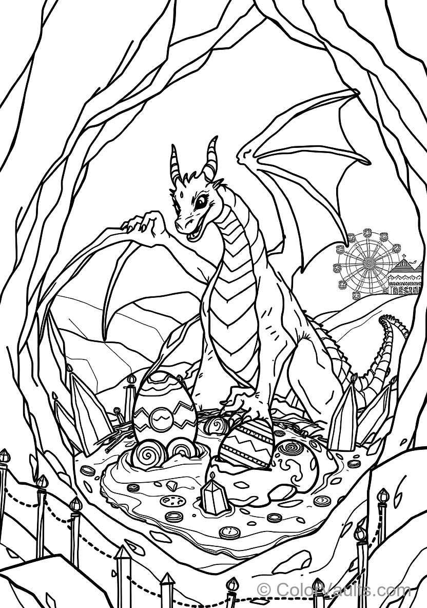 Mother Dragon Curling Wings Around a Nest of Glowing (Scene 9)