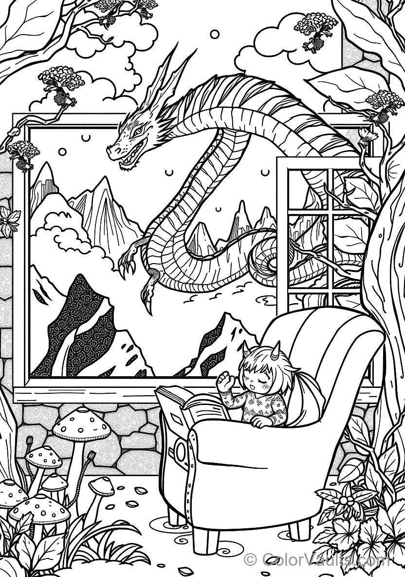 Graceful Eastern Water Dragon Spiraling Through Misty (Scene 10)