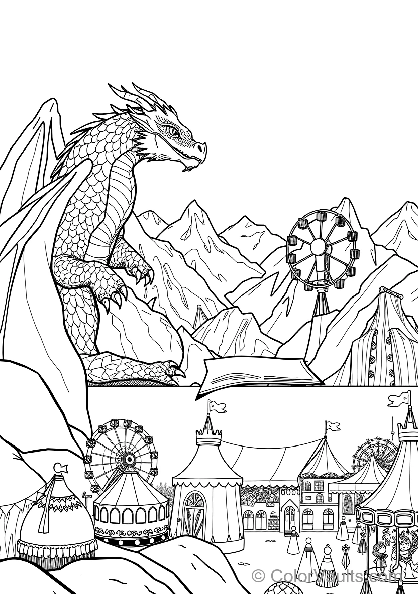 Majestic European Fire Dragon with Scales Perched (Scene 11)