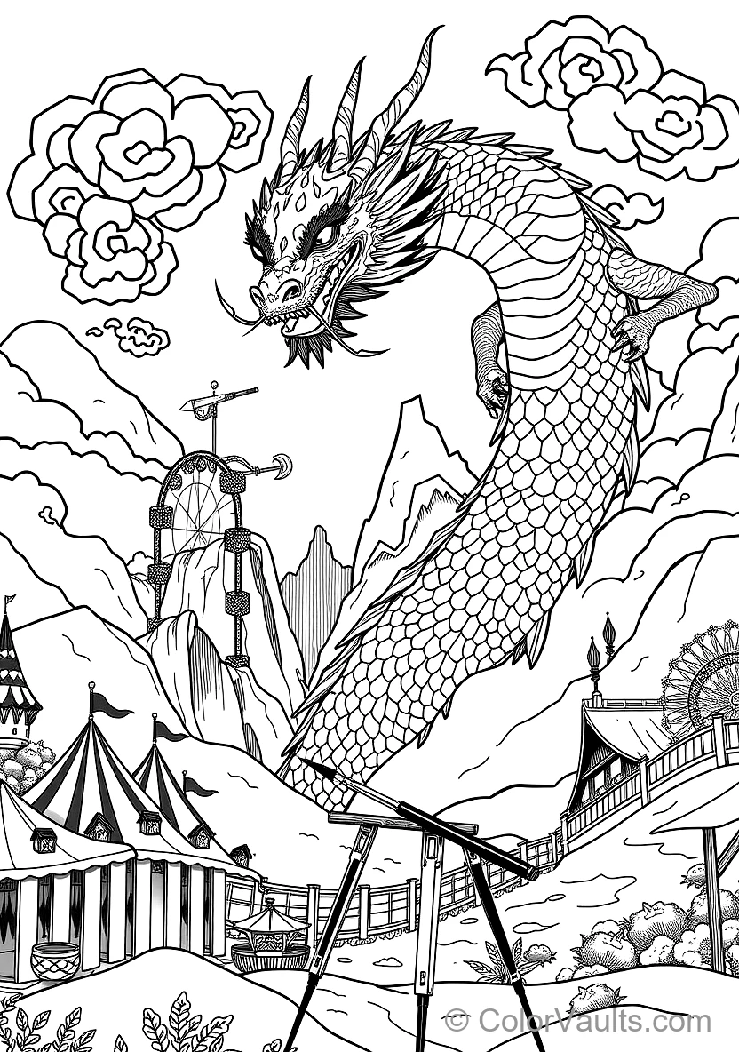 Graceful Eastern Water Dragon Spiraling Through Misty (Scene 11)