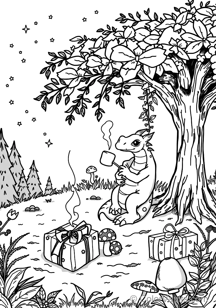 Friendly Baby Dragon Roasting a Marshmallow on a Stick (Scene 15)