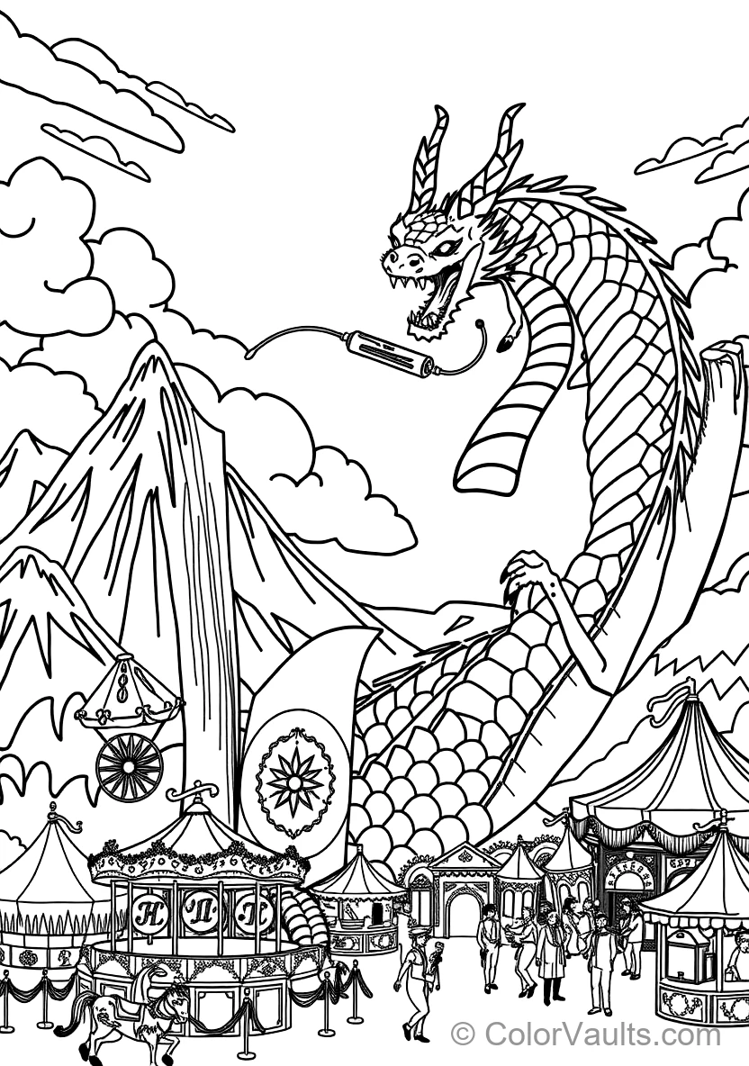 Graceful Eastern Water Dragon Spiraling Through Misty (Scene 14)