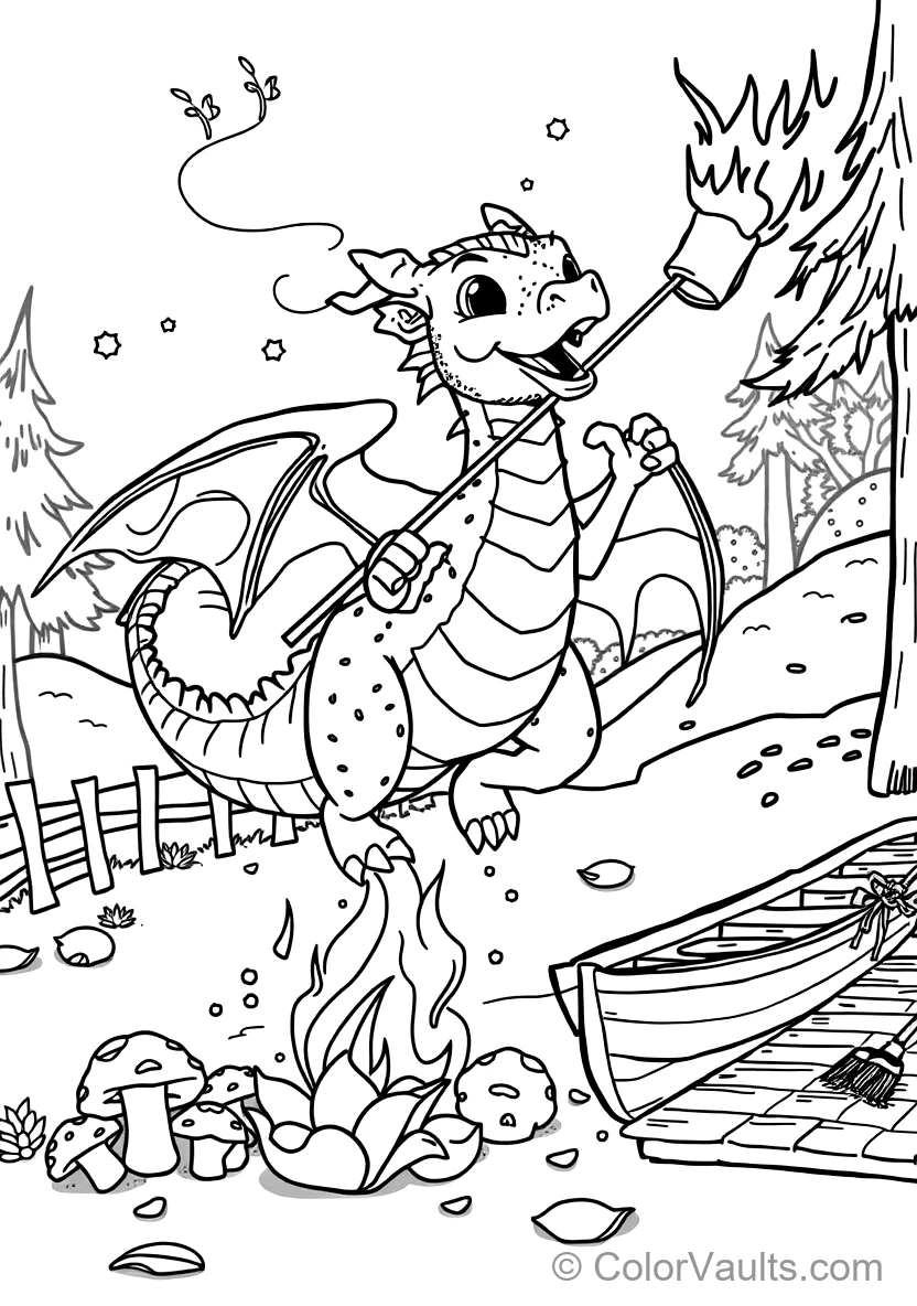Friendly Baby Dragon Roasting a Marshmallow on a Stick (Scene 17)