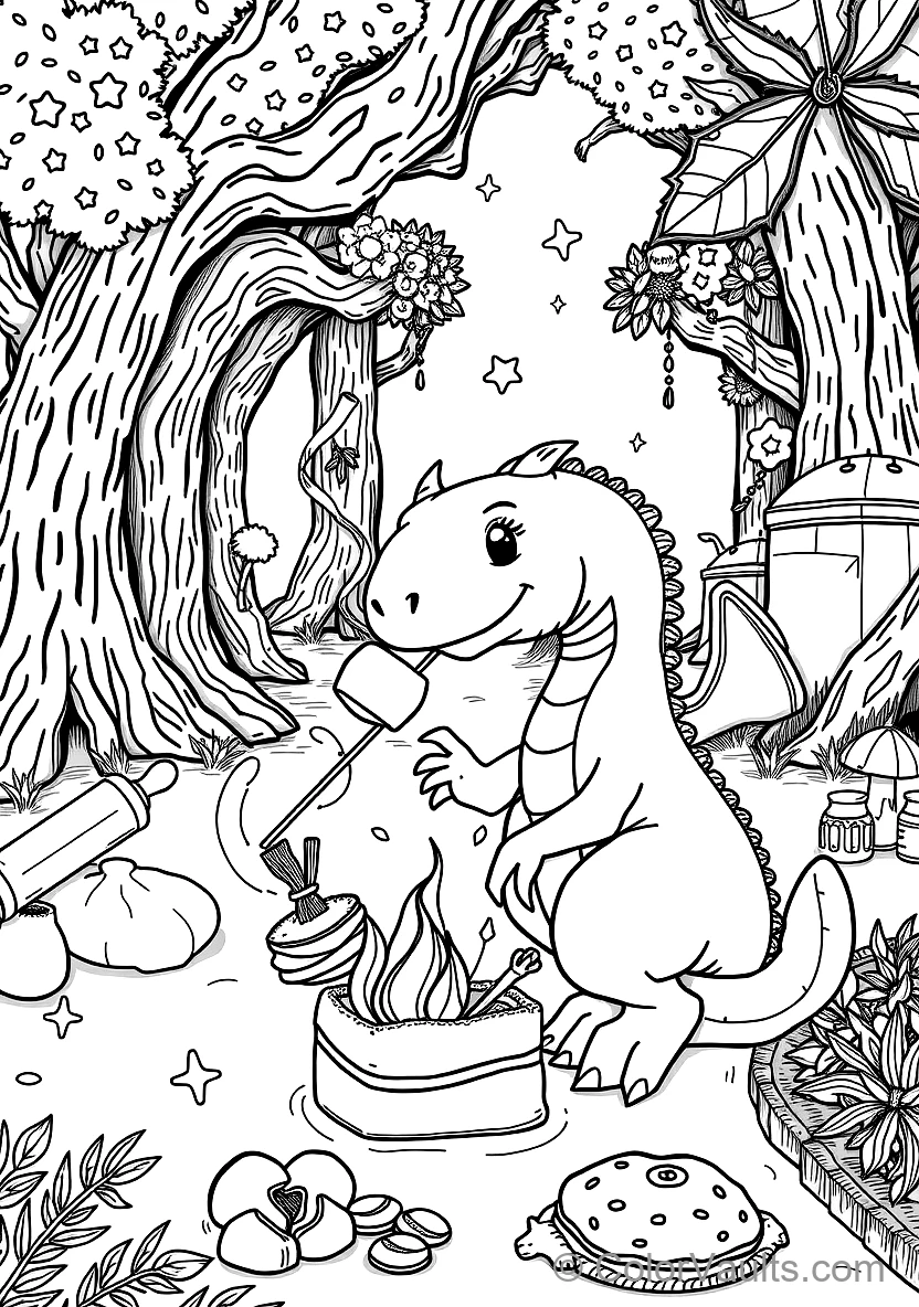 Friendly Baby Dragon Roasting a Marshmallow on a Stick (Scene 18)