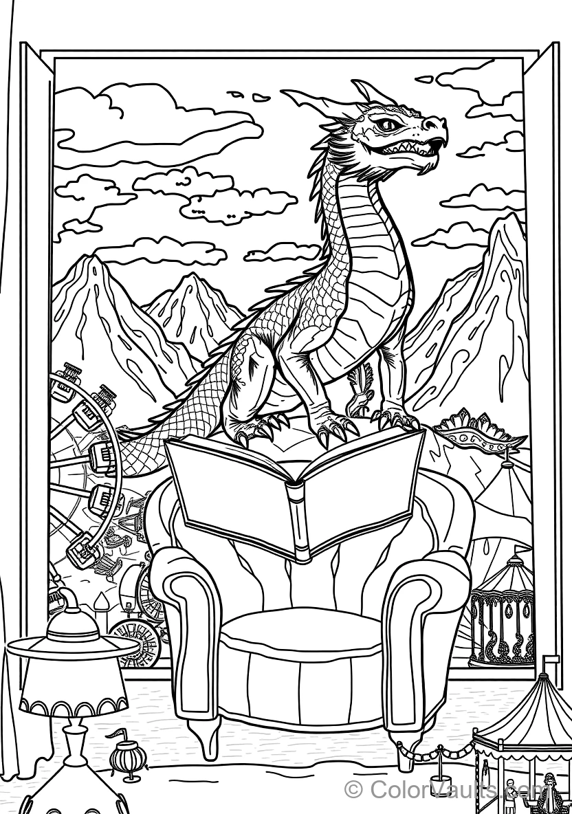 Majestic European Fire Dragon with Scales Perched (Scene 12)