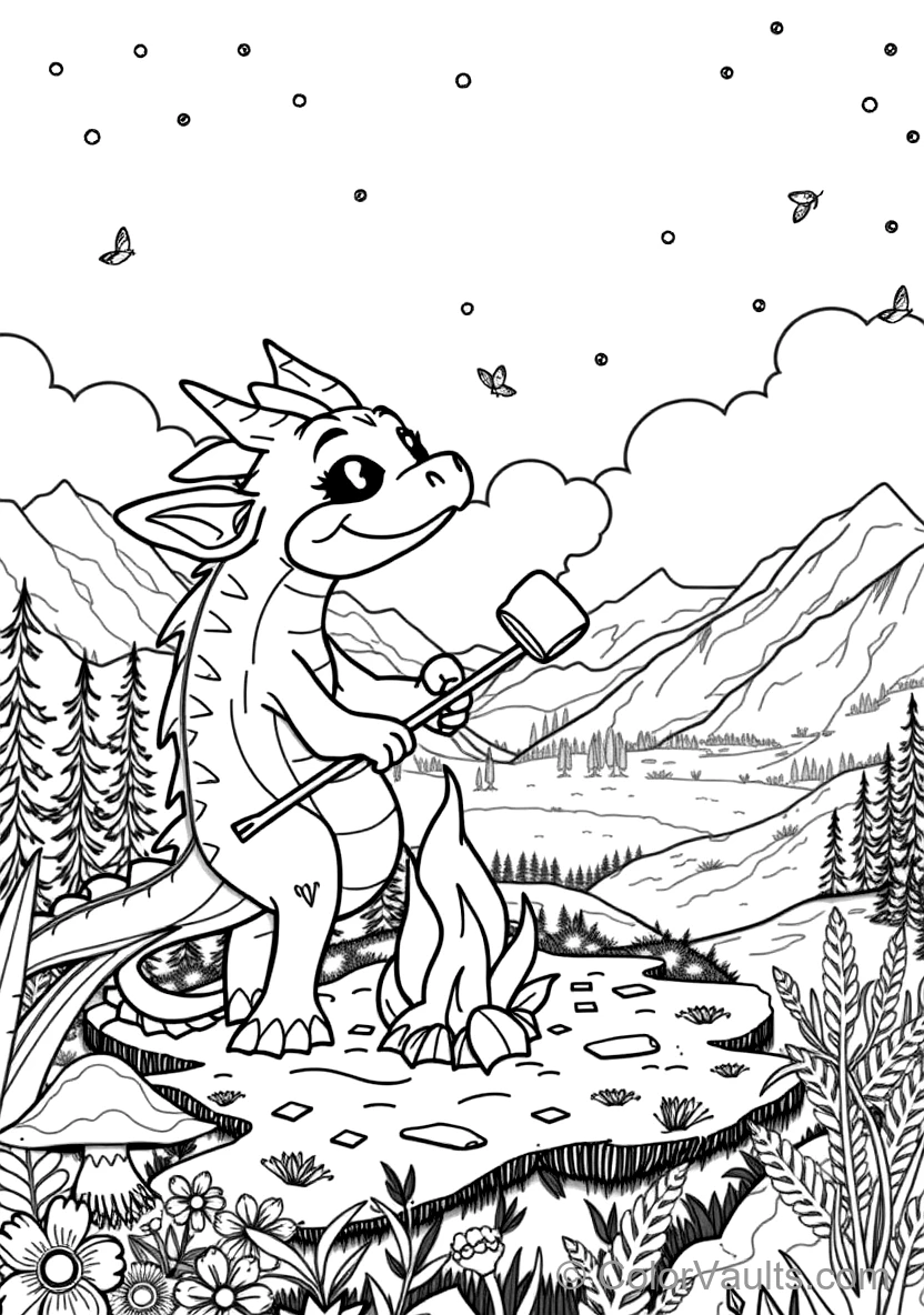 Friendly Baby Dragon Roasting a Marshmallow on a Stick (Scene 19)