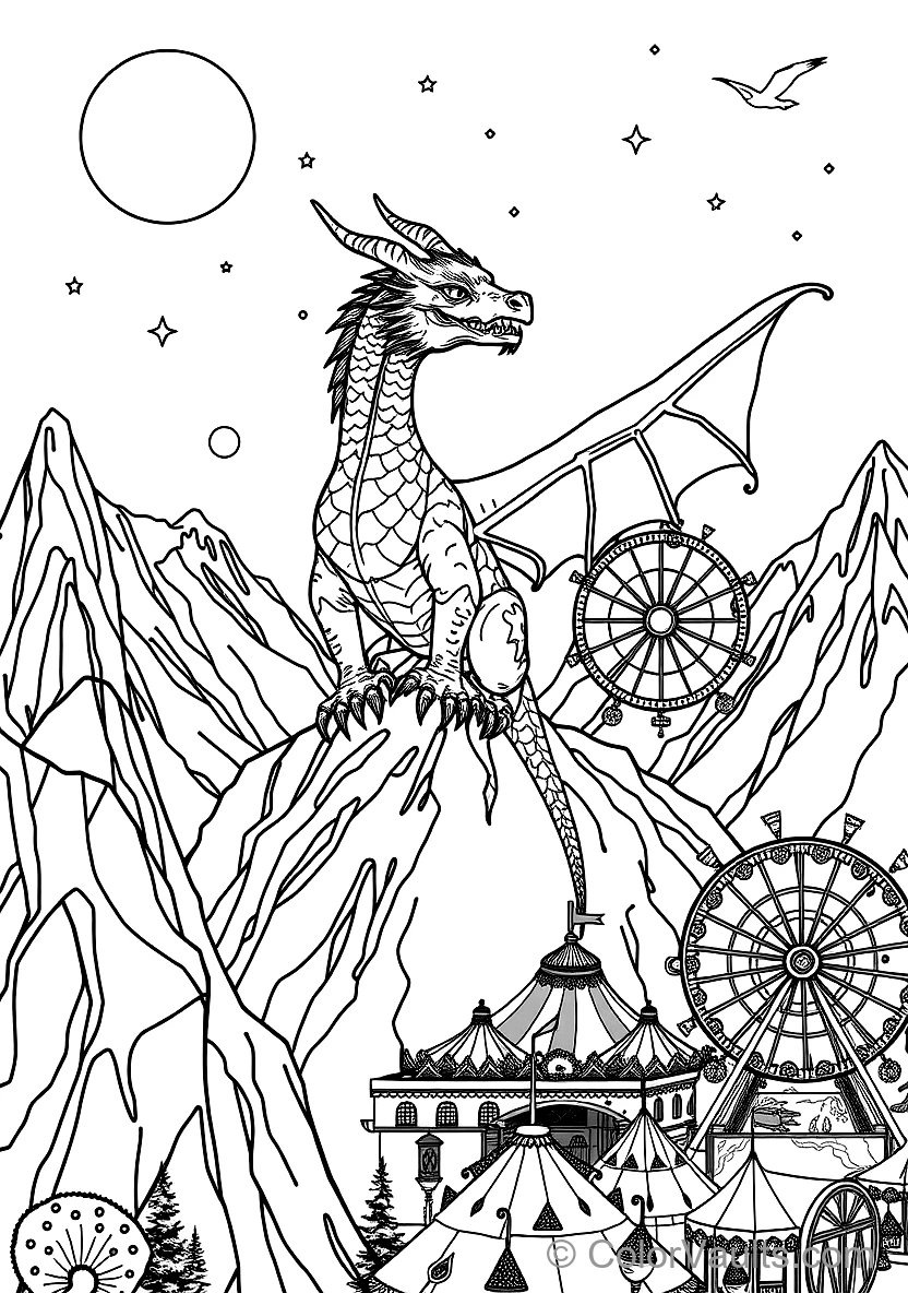 Majestic European Fire Dragon with Scales Perched (Scene 13)