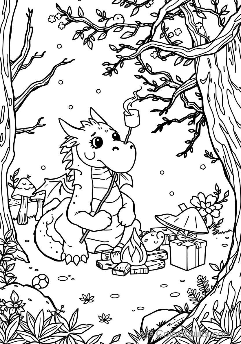 Friendly Baby Dragon Roasting a Marshmallow on a Stick (Scene 20)