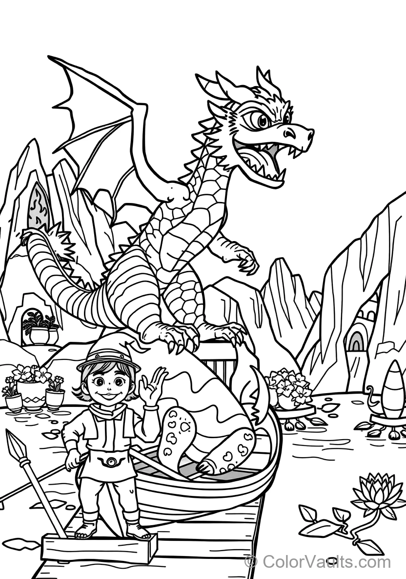 Majestic European Fire Dragon with Scales Perched (Scene 14)