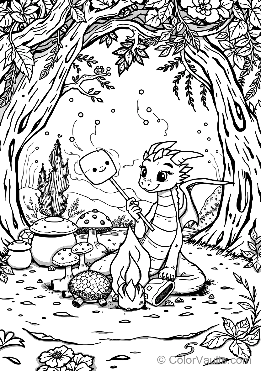 Friendly Baby Dragon Roasting a Marshmallow on a Stick (Scene 22)