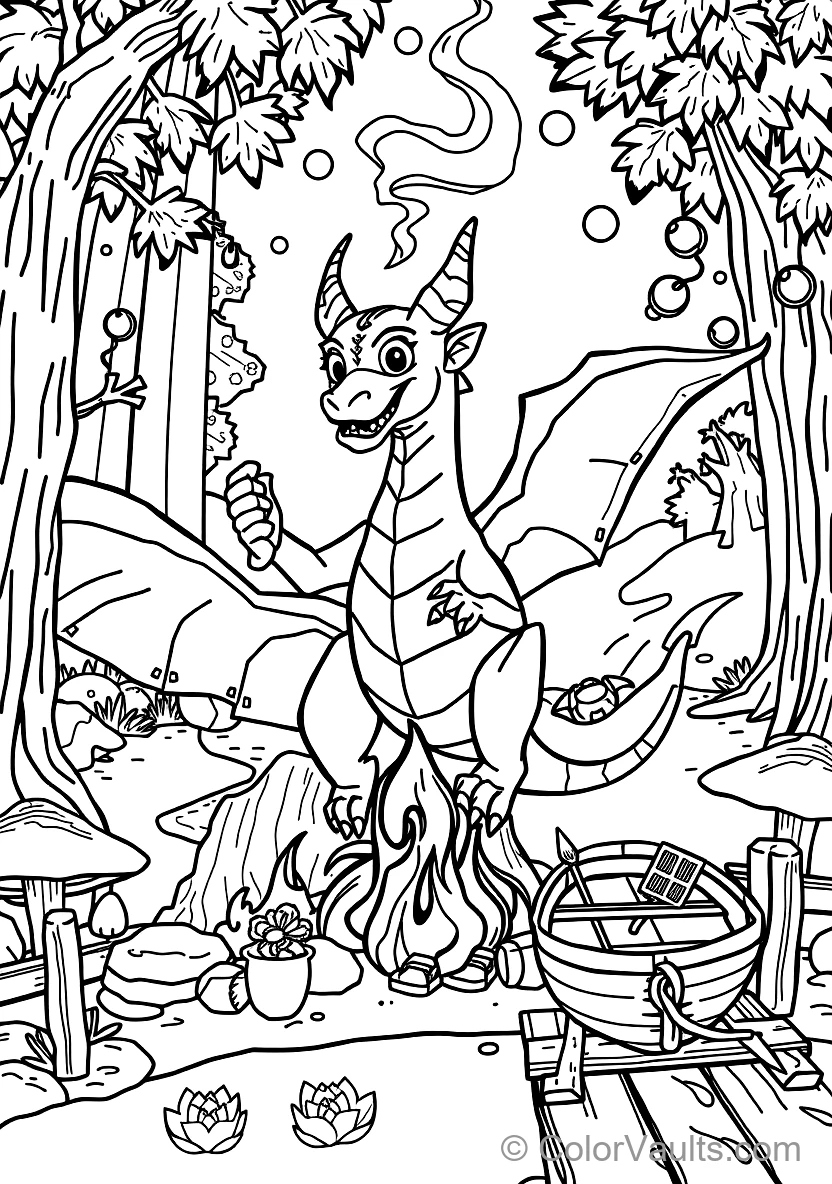 Friendly Baby Dragon Roasting a Marshmallow on a Stick (Scene 23)