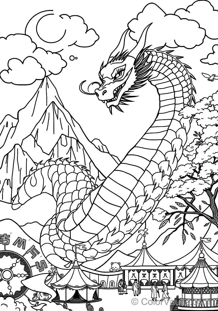 Graceful Eastern Water Draak Spiraling Through Misty (Scène 31)