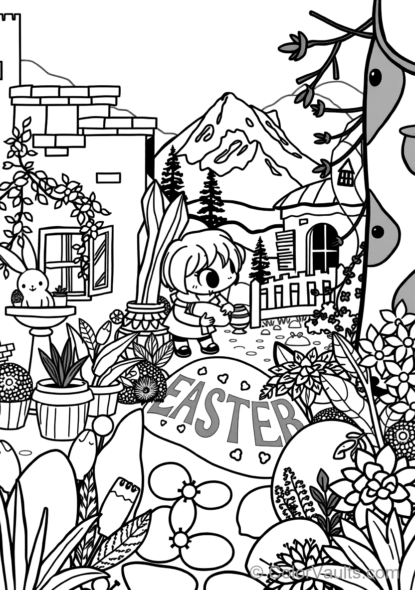 Ostern Bunny Painting Colorful Patterned Eggs (2)