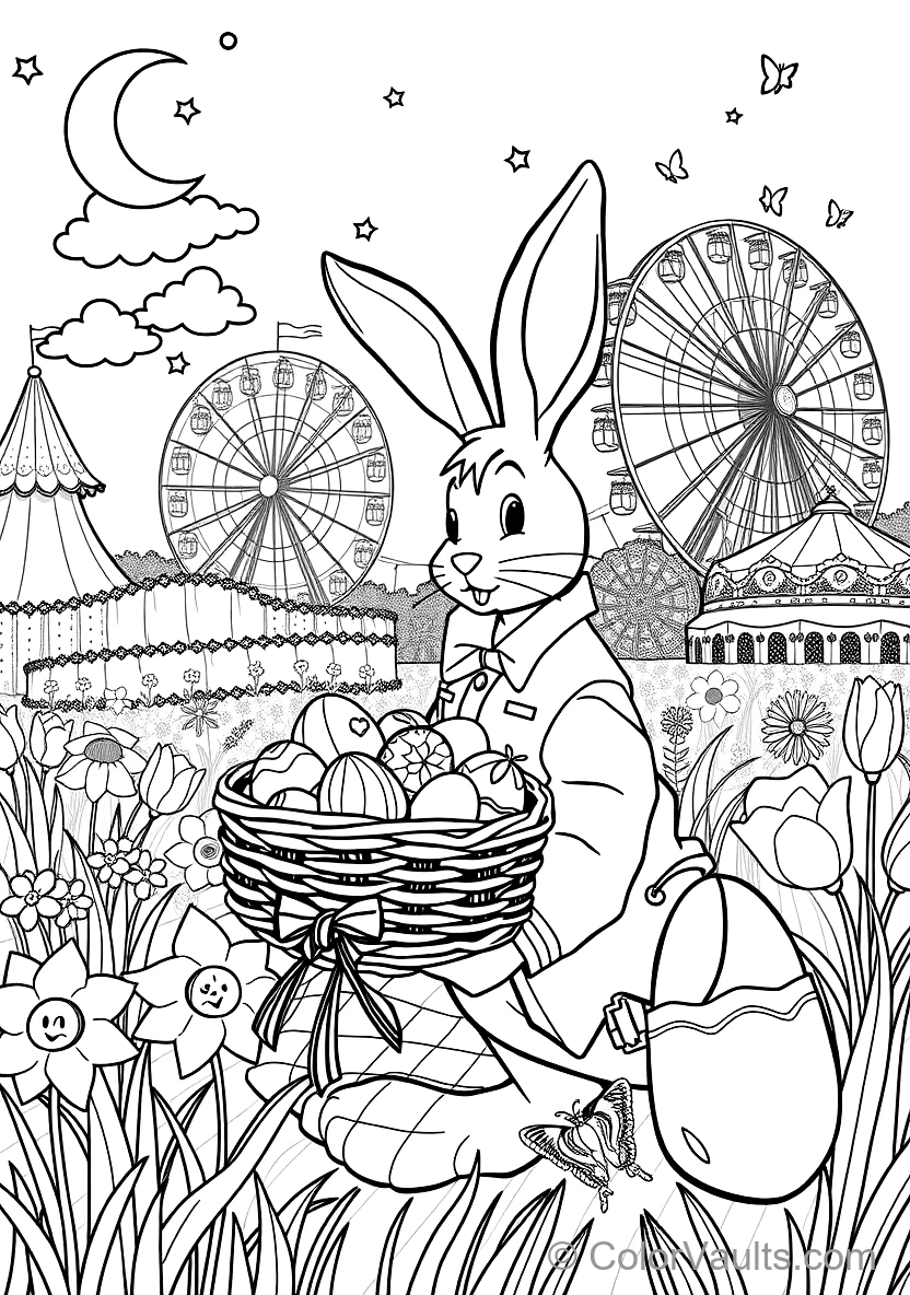 Ostern Basket Filled mit Eggs, Ribbon und Flowers (2)