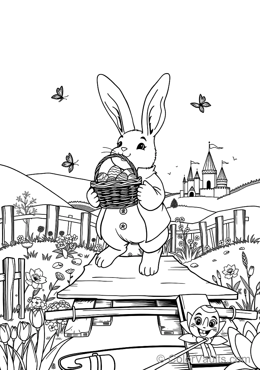 Playful Bunny Hiding Ostern Eggs in Grass (2)