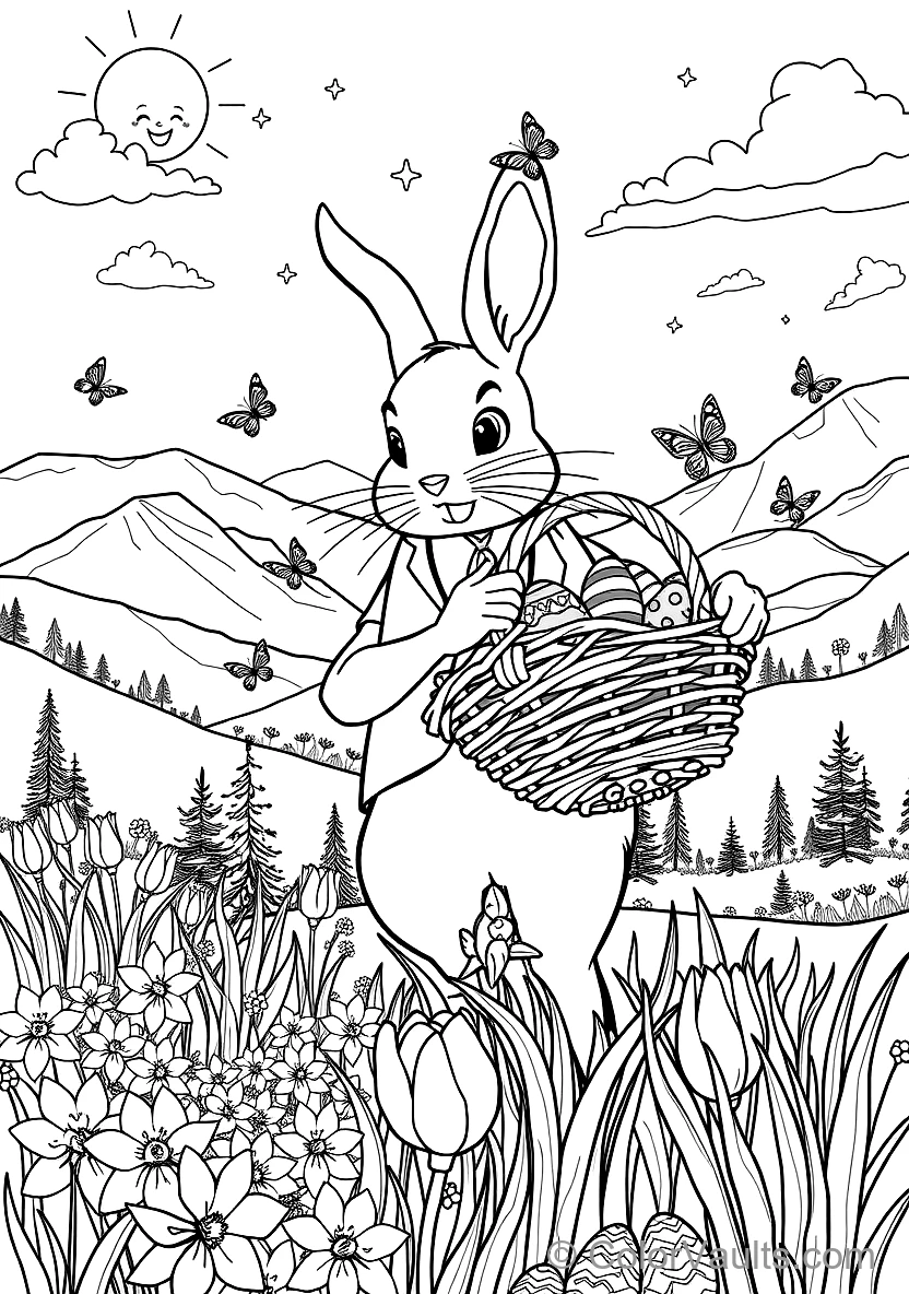 Baby Bunny Sleeping in a Woven Ostern Basket (2)