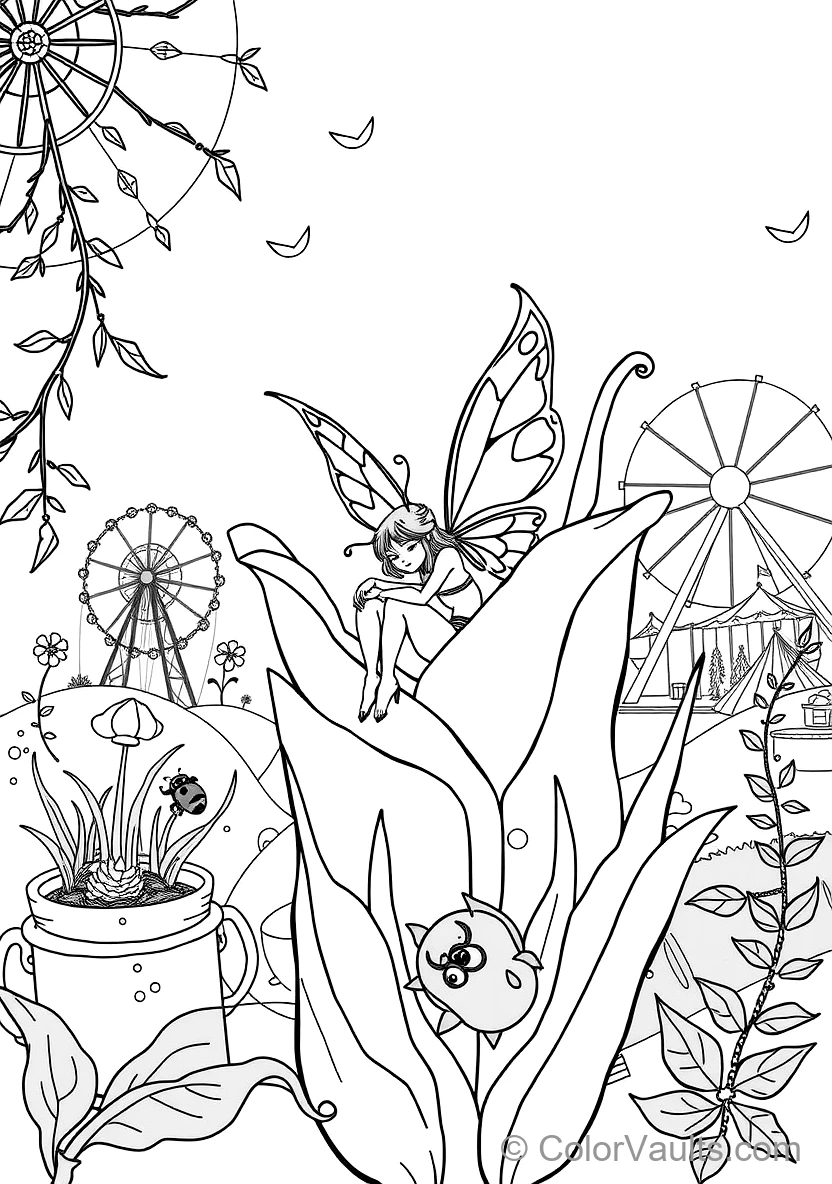 Sunbeam Fairy Playing in Meadow Flowers