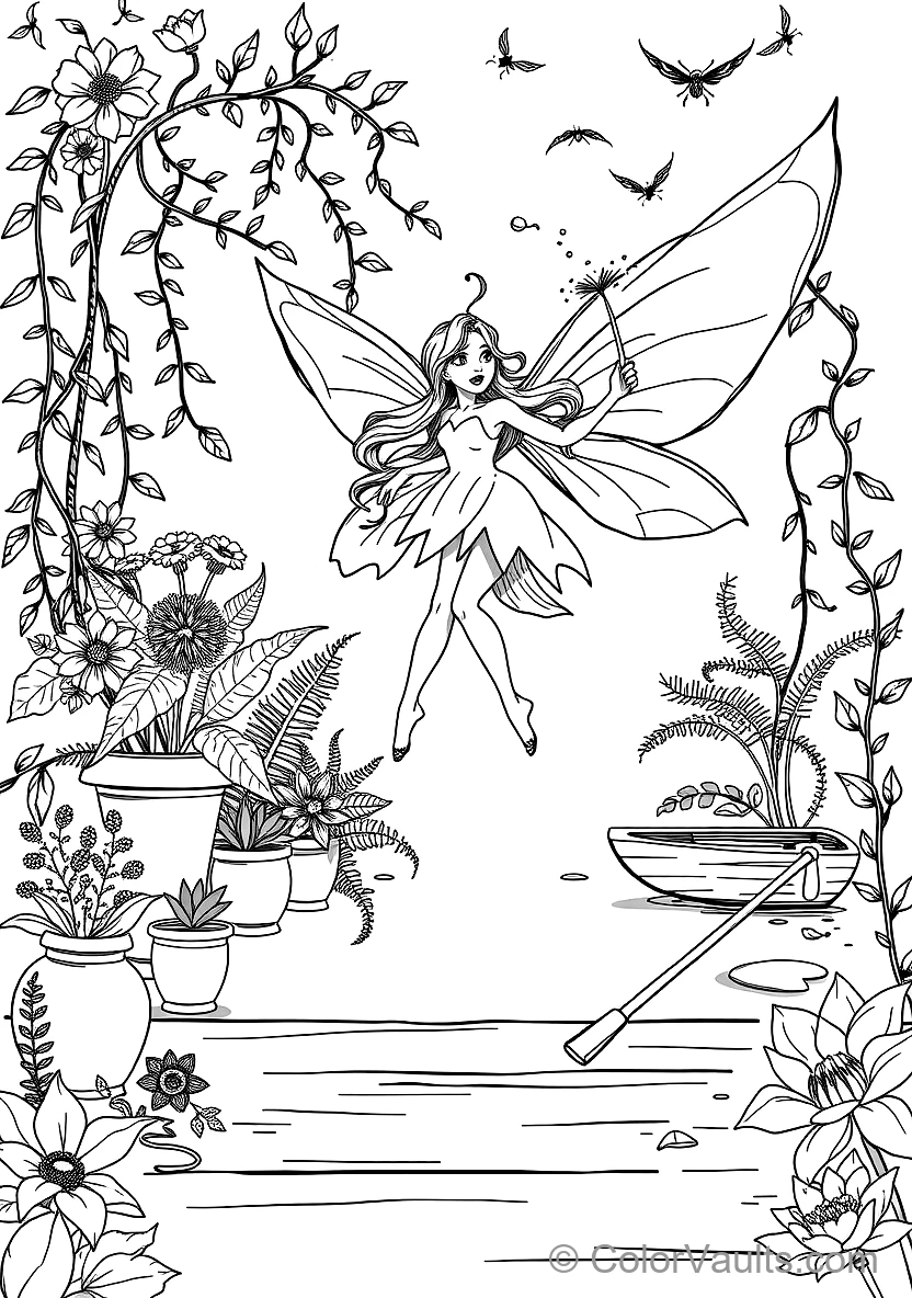Fairy Flying Alongside a Colorful Butterfly (4)