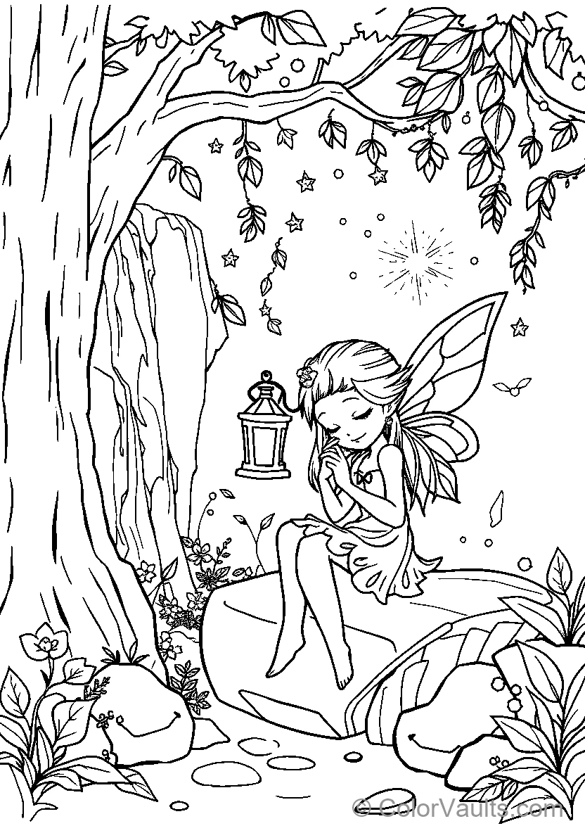 Fairy Lantern - Free Printable Coloring Page | ColorVaults