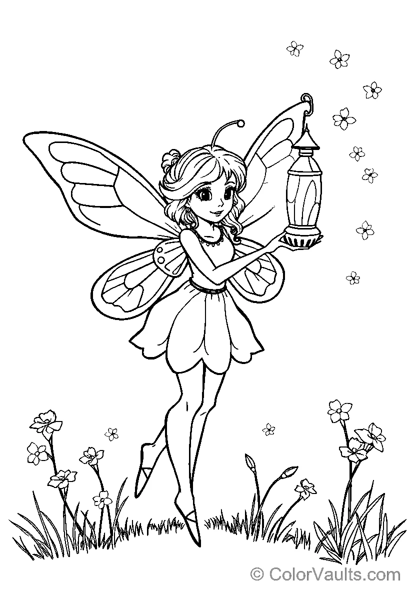 Fairy Lantern - Free Printable Coloring Page | ColorVaults