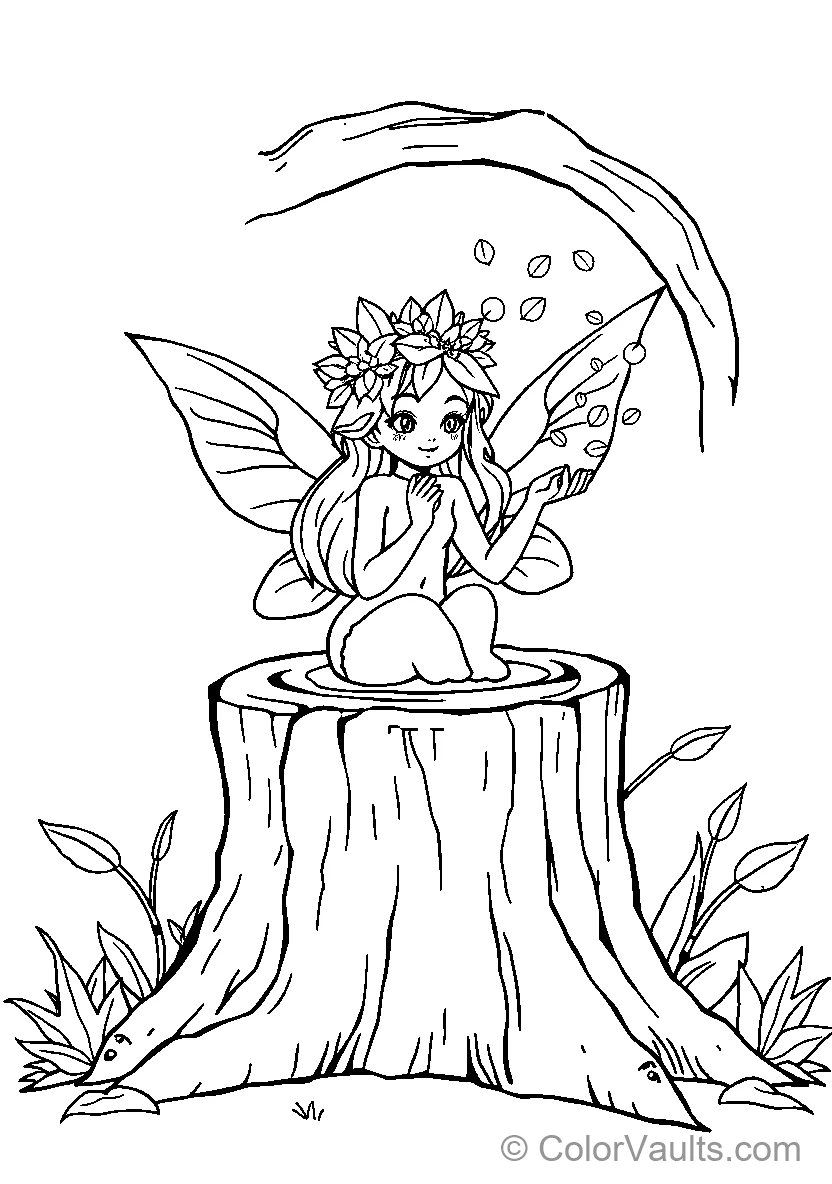Fairy Seated On Tree Stump