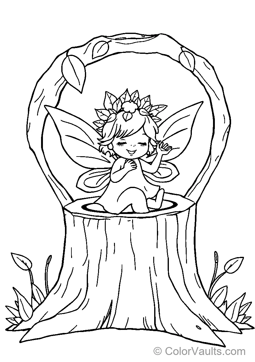 Fairy Seated On Tree Stump