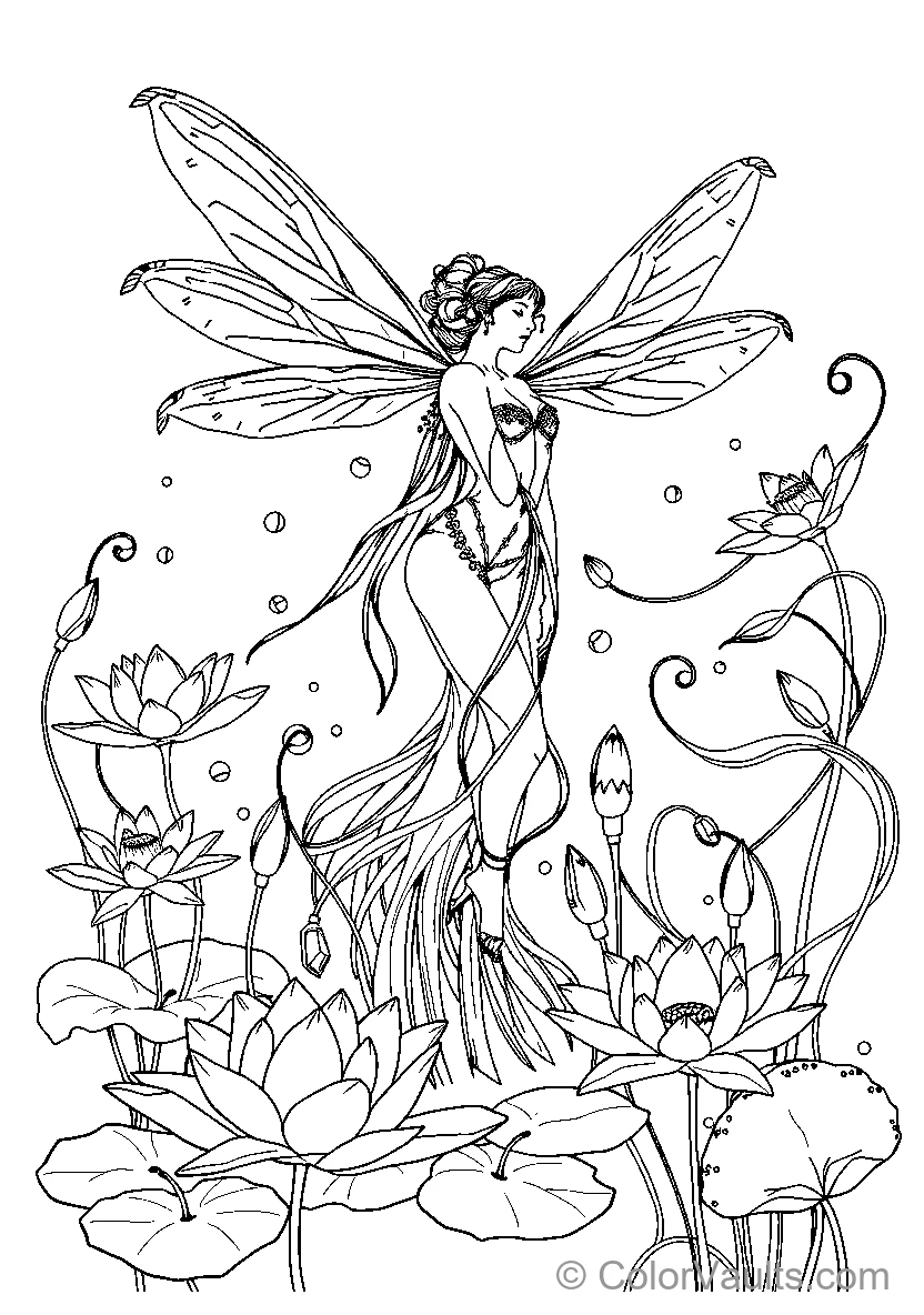 Fairy Among Lotus Flowers (Scene 4)