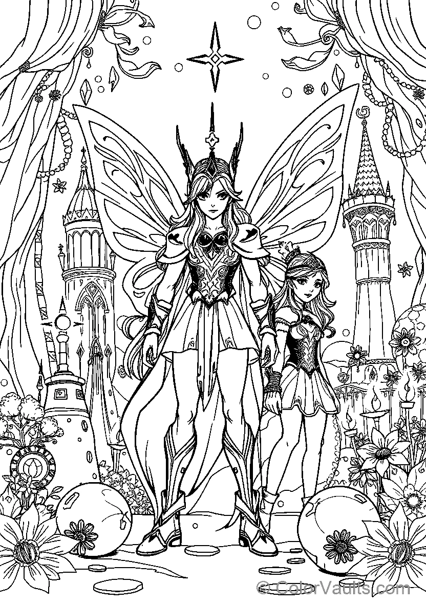 Fairy and Young Girl in Fantasy Setting