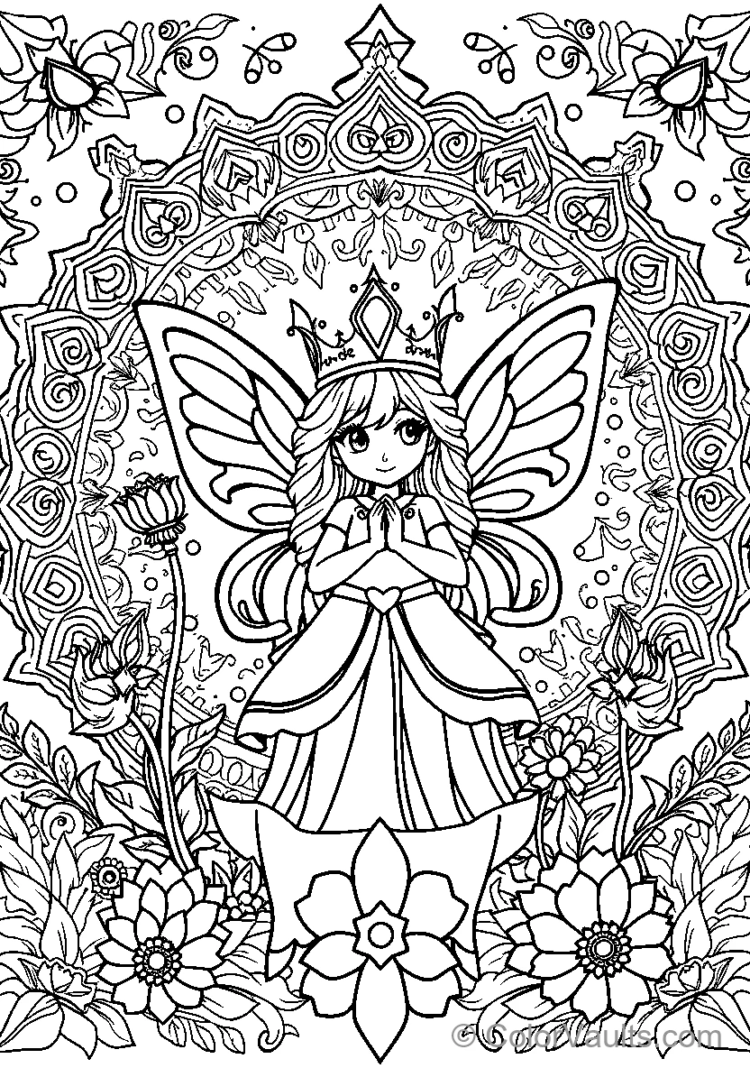 Fairy om bloemen omgeving