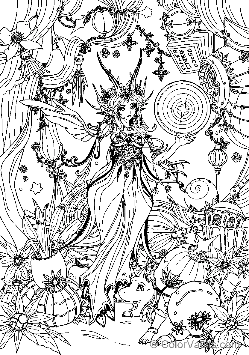 Fairy in the Garden - Free Printable Coloring Page | ColorVaults