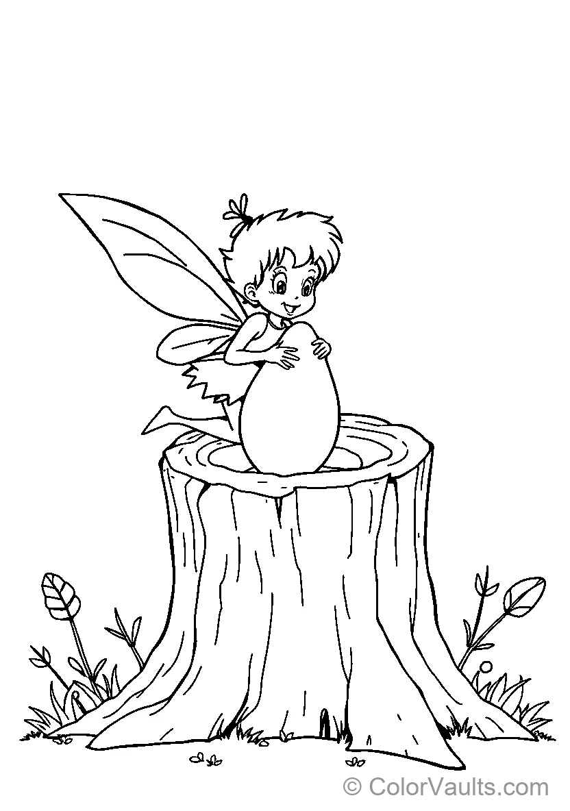 Fairy in the Tree Stump - Free Printable Coloring Page | ColorVaults