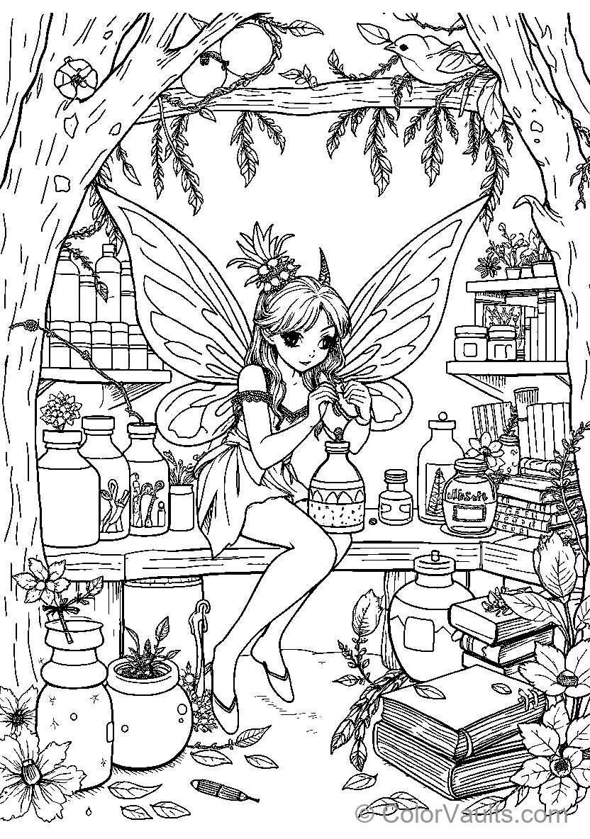 Fairys Enchanted Workshop - Free Printable Coloring Page | ColorVaults