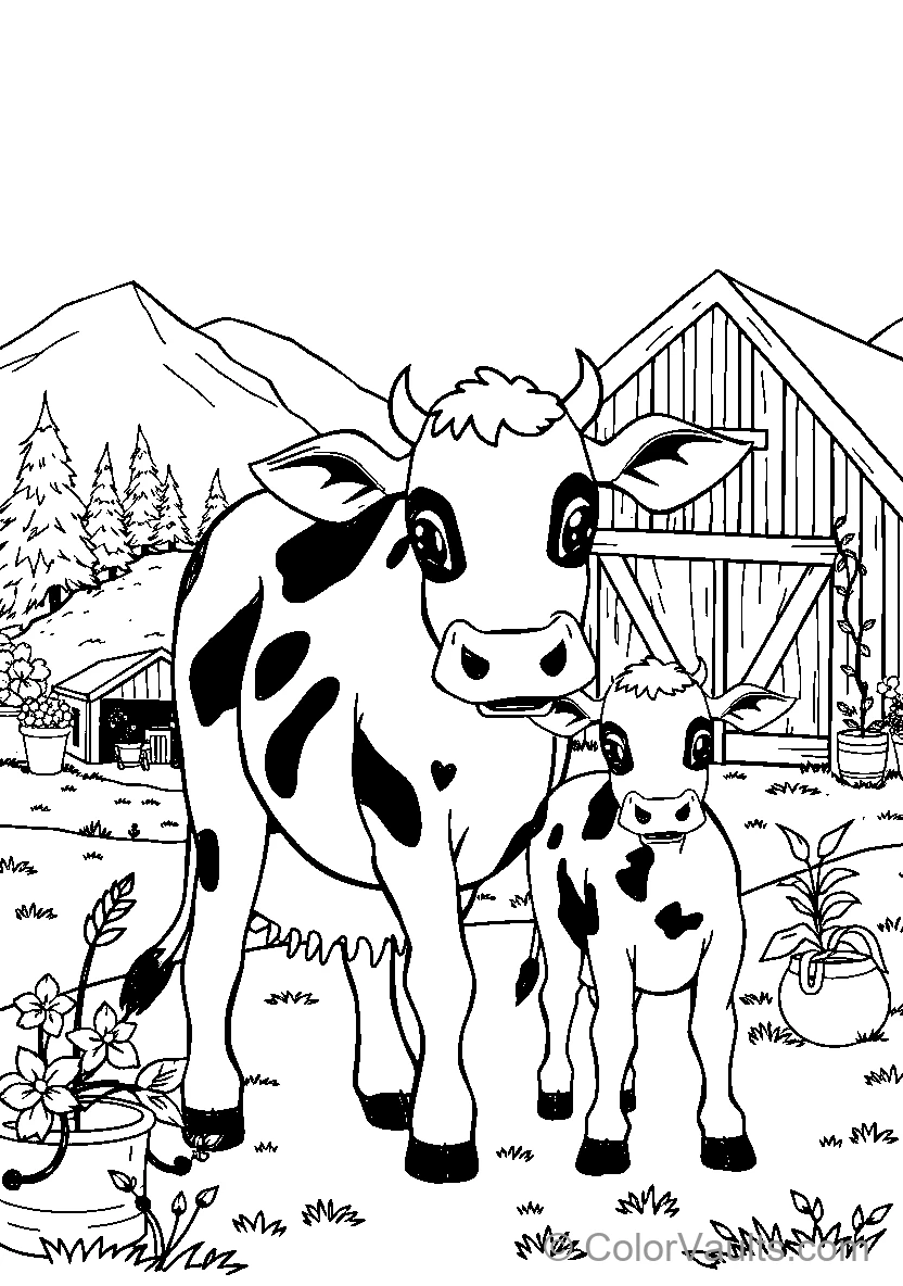 Cow Family In Farm