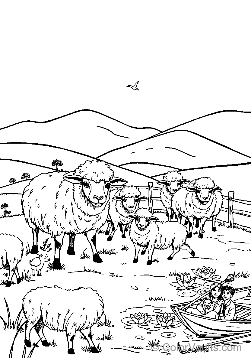 Flock Of Sheep In Pasture