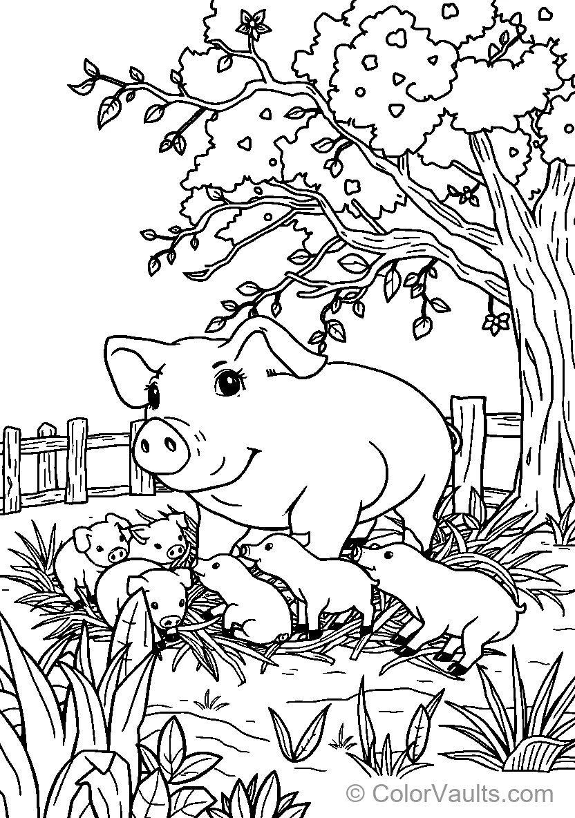 Pig Family In Nature