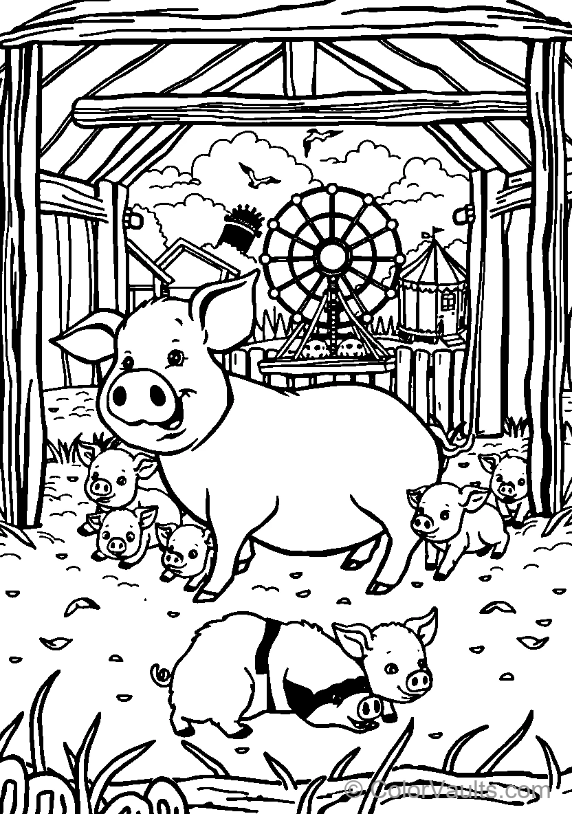 Pig Family At The Carnival
