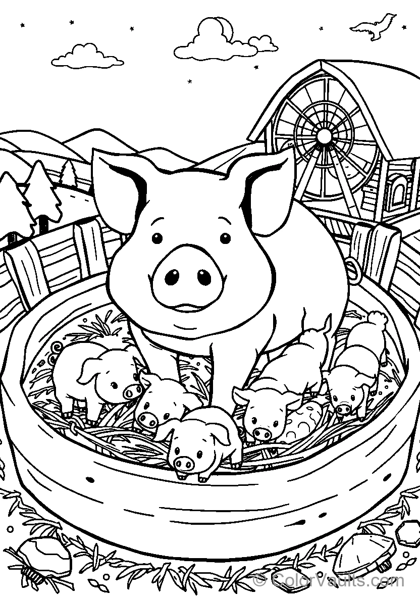 Pig In Tub At Fairground