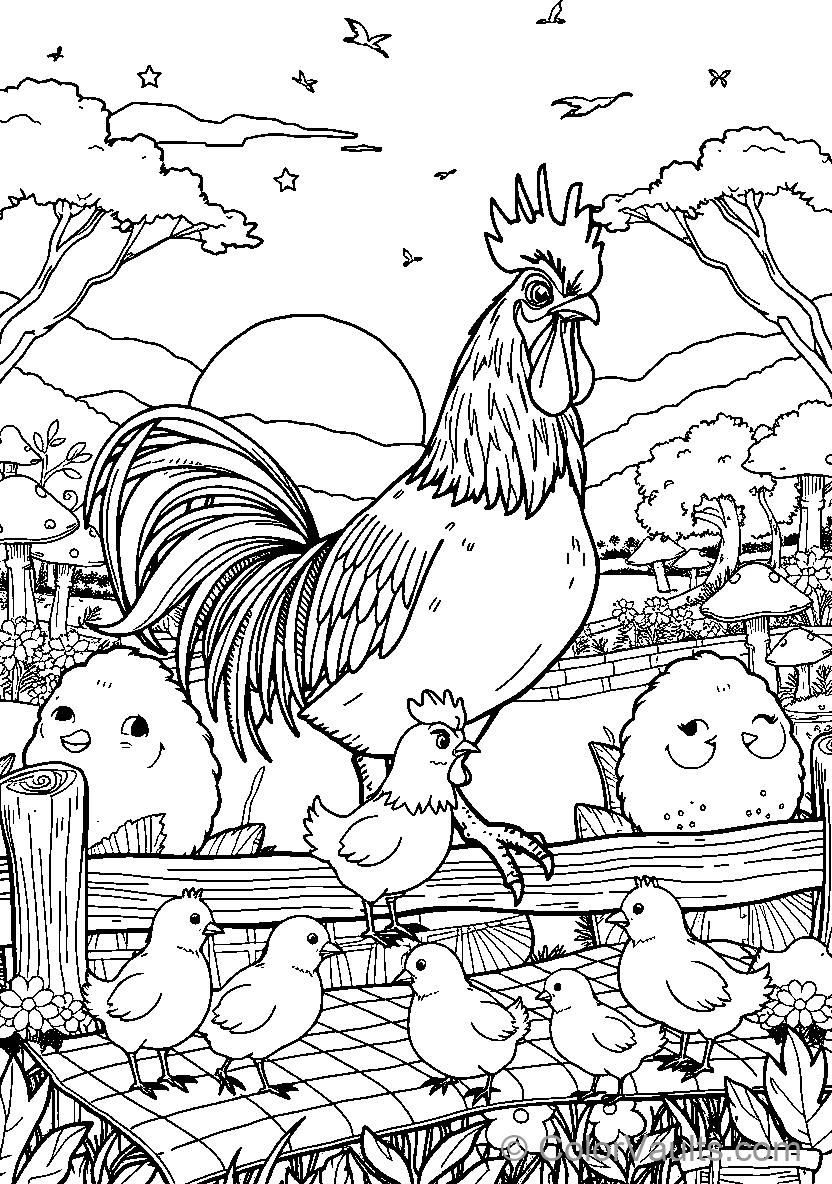 Rooster And Chickens Farm