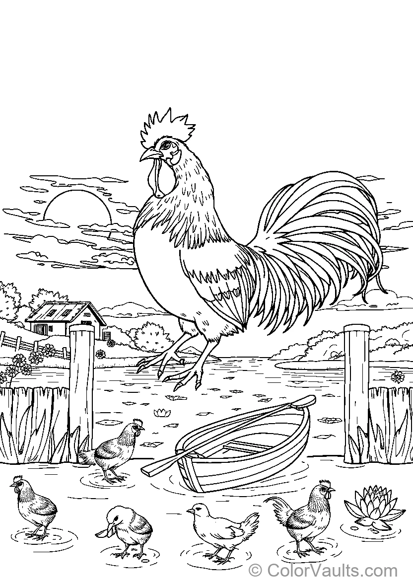 Rooster In A Farm Scene