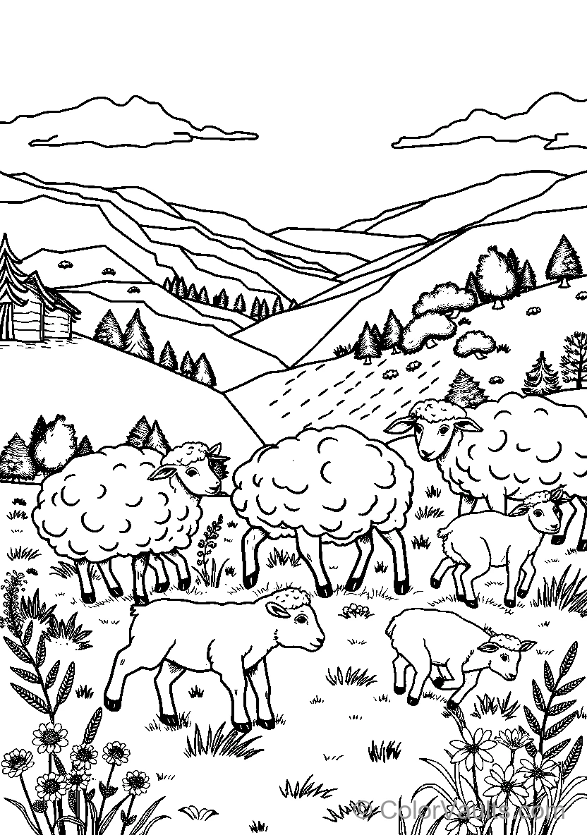 Sheep Herd In Pasture