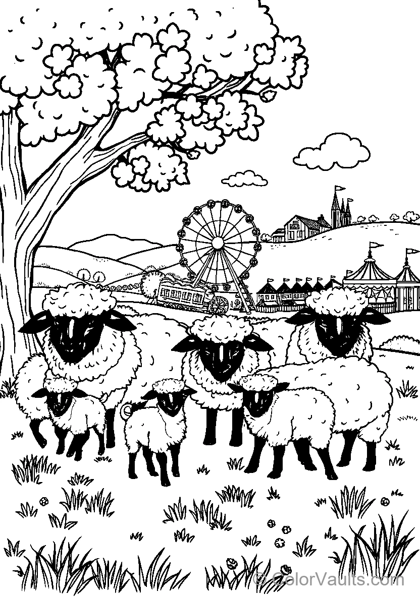 Sheep At An Amusement Park (Scene 3)